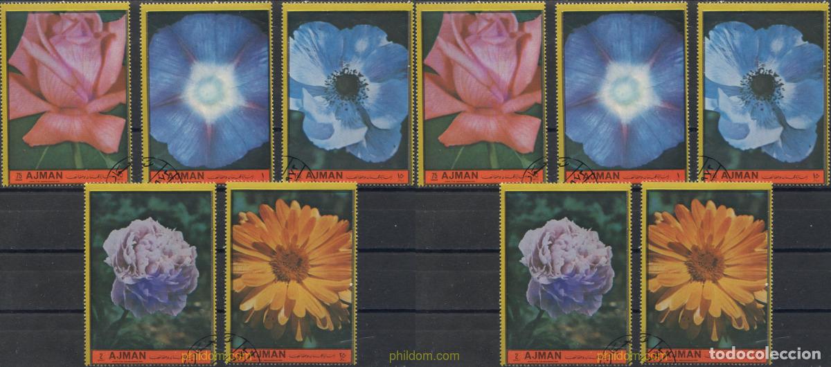 Sellos: 304497 USED AJMAN 1972 FLORES DE CAMPO