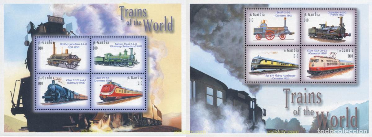 Sellos: 228523 MNH GAMBIA 2001 TRENES FAMOSOS