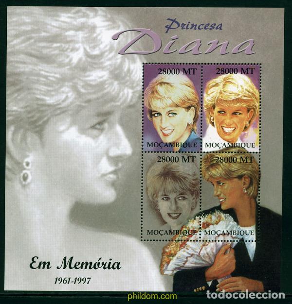 Sellos: 681401 MNH MOZAMBIQUE 2002 5 ANIVERSARIO DE LA MUERTE DE LA PRINCESA DIANA