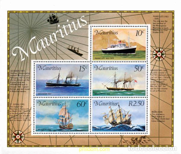 Sellos: 104459 MNH MAURICIO 1976 BARCOS POSTALES