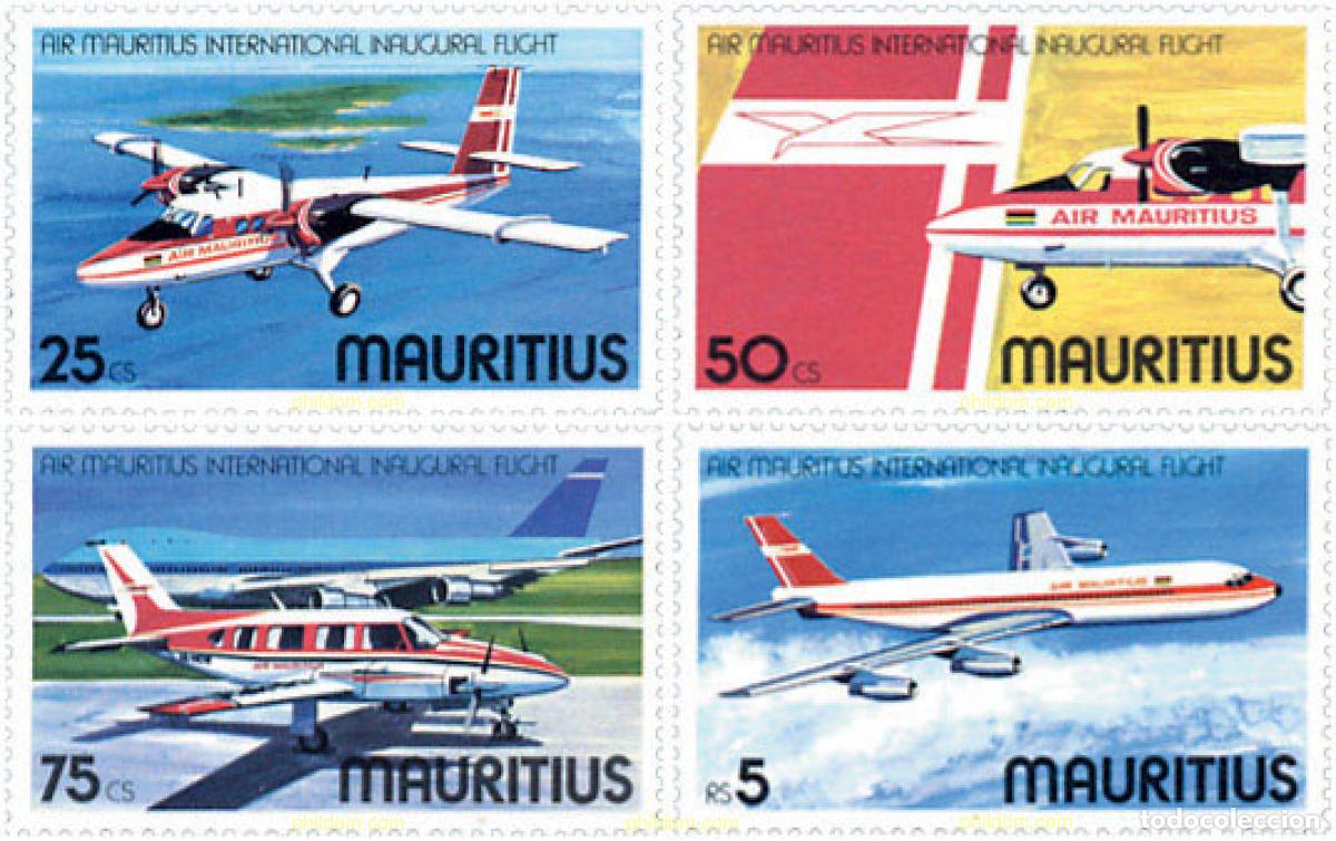 Sellos: 104462 MNH MAURICIO 1977 PRIMER VUELO INTERNACIONAL DE AIR MAURITIUS