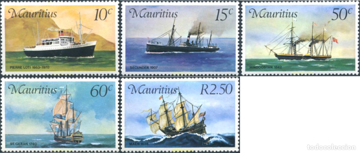 Sellos: 104458 MNH MAURICIO 1976 BARCOS POSTALES
