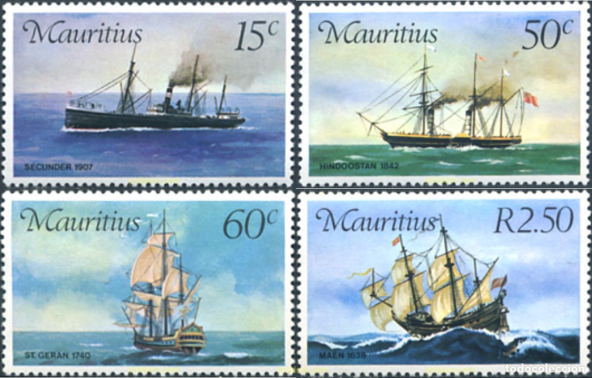 Sellos: 593404 MNH MAURICIO 1976 BARCOS POSTALES