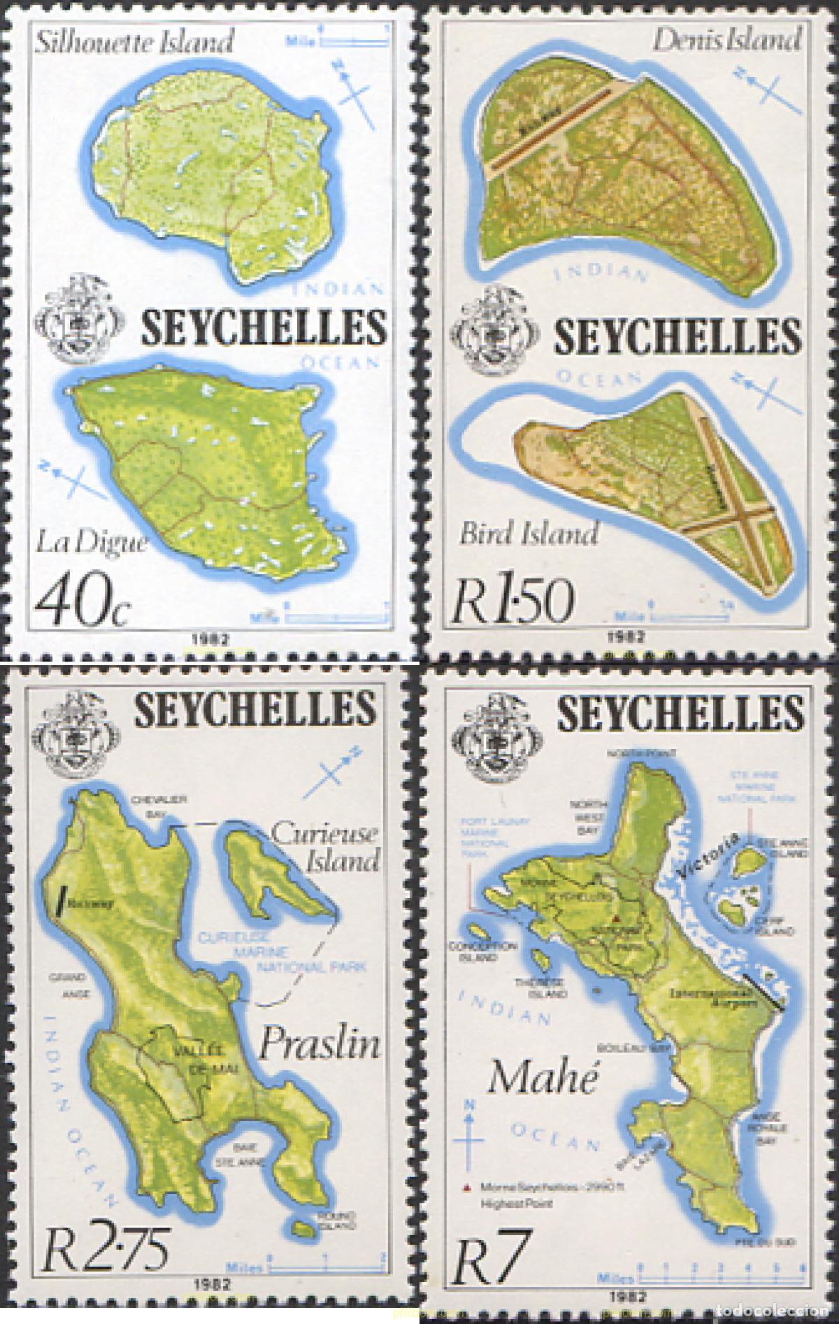 Sellos: 105521 MNH SEYCHELLES 1982 MAPAS DE LAS ISLAS