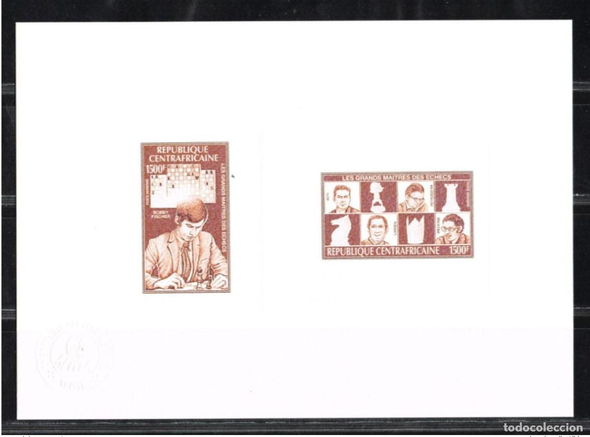 Sellos: Rep&uacute;blica Centroafricana 1983 Mi. 914 - 915 Prueba de artista Ajedrez Fischer Reti Larsen