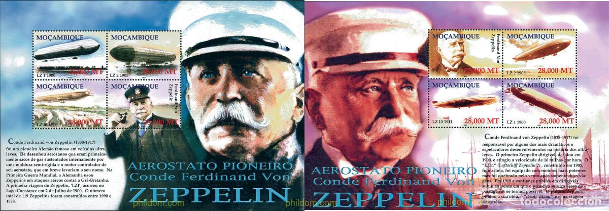 Sellos: 230679 MNH MOZAMBIQUE 2002 DIRIGIBLES