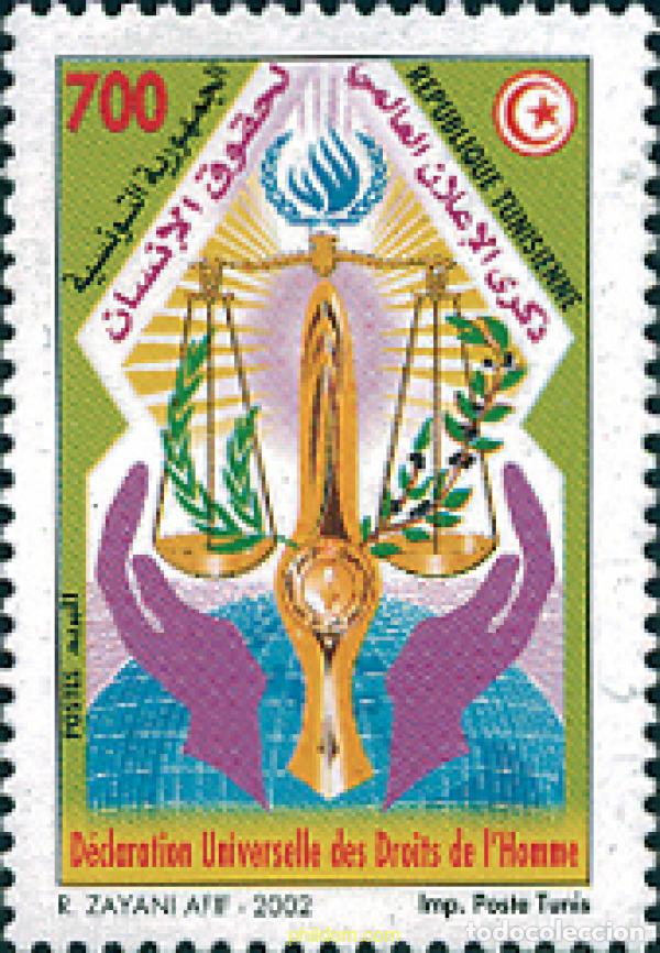 Sellos: 117436 MNH TUNEZ 2002 DIA MUNDIAL DE LOS DERECHOS HUMANOS