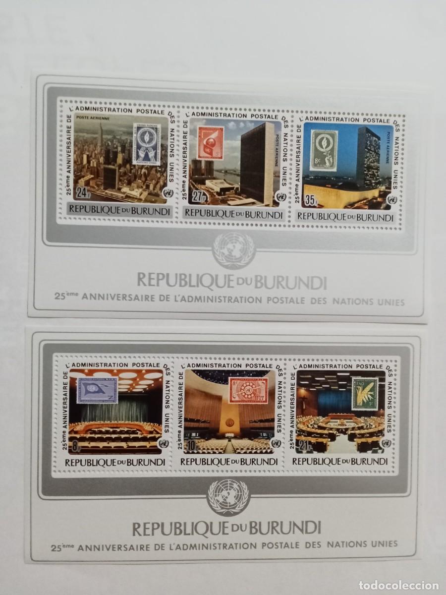 Sellos: REP&Uacute;BLICA DE BURUNDI, A&Ntilde;O 1977, MICHEL B101/102**MNH DOS HOJITAS CON TRES VALORES CADA UNA.