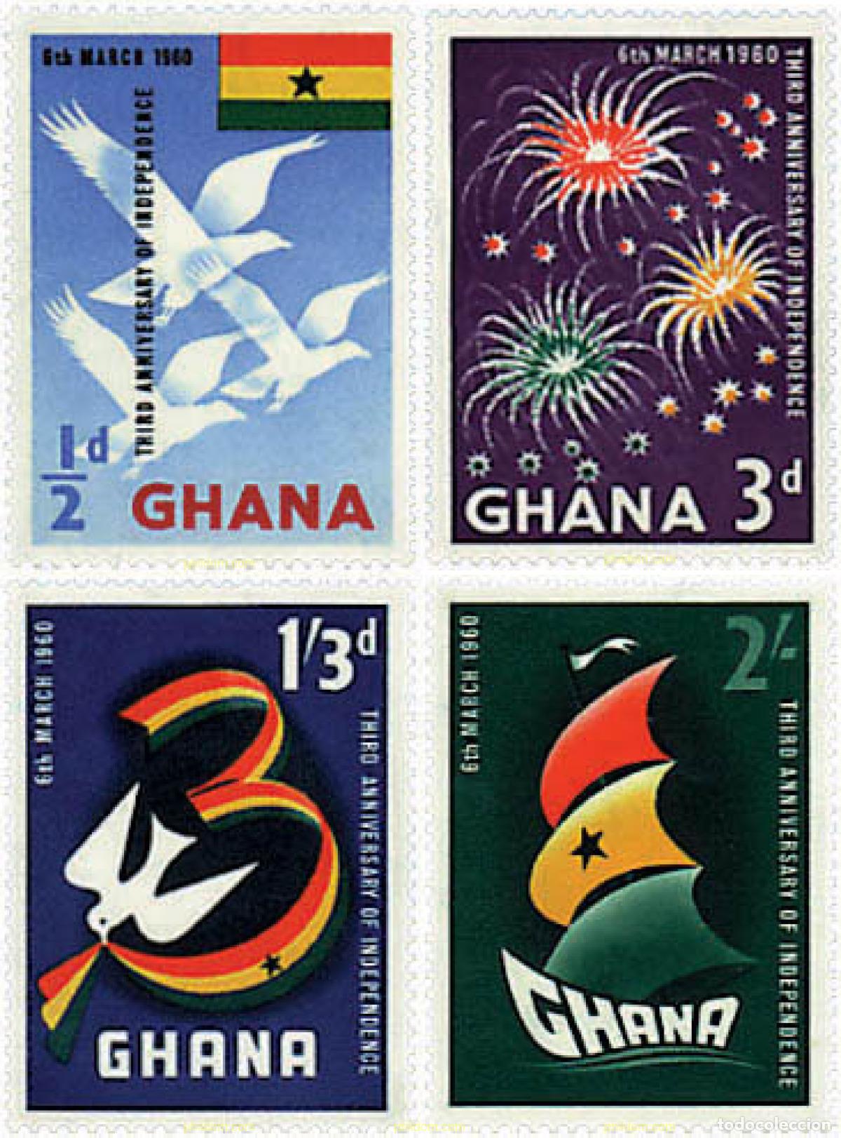 Sellos: 276988 HINGED GHANA 1960 3 ANIVERSARIO DE LA INDEPENDENCIA