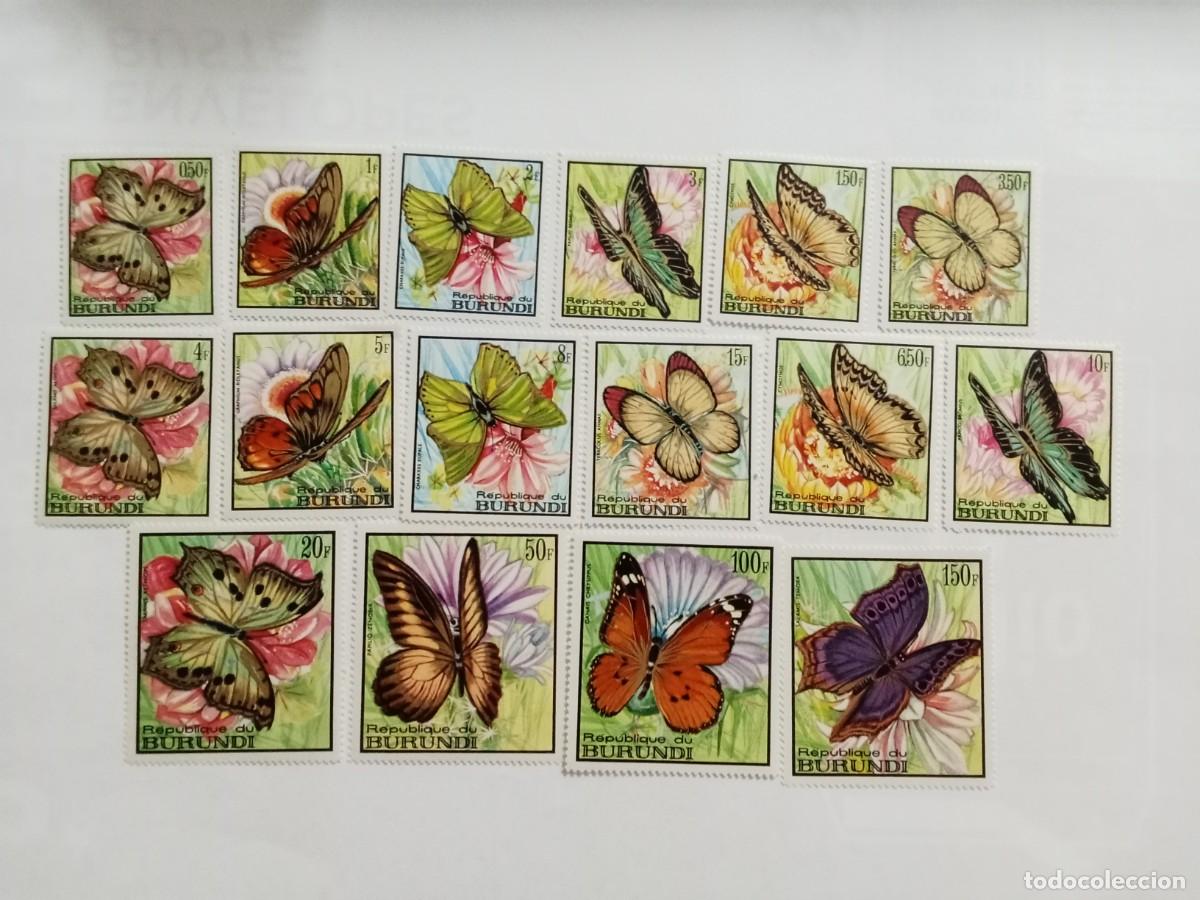 Sellos: REP&Uacute;BLICA DE BURUNDI, A&Ntilde;O 1968, YVERT 270/285**MNH SERIE COMPLETA, 16 VALORES FAUNA, MARIPOSAS.