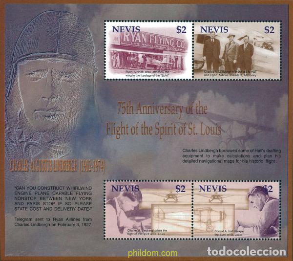 Timbres: 228869 MNH NEVIS 2003 75 ANIVERSARIO DE LA PRIMERA TRAVESIA DEL ATLANTICO NORTE SIN ESCALA