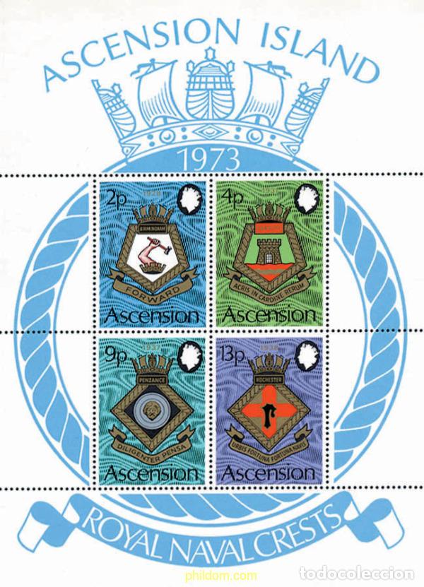 Sellos: 123878 MNH ASCENSION 1973 ESCUDOS NAVALES
