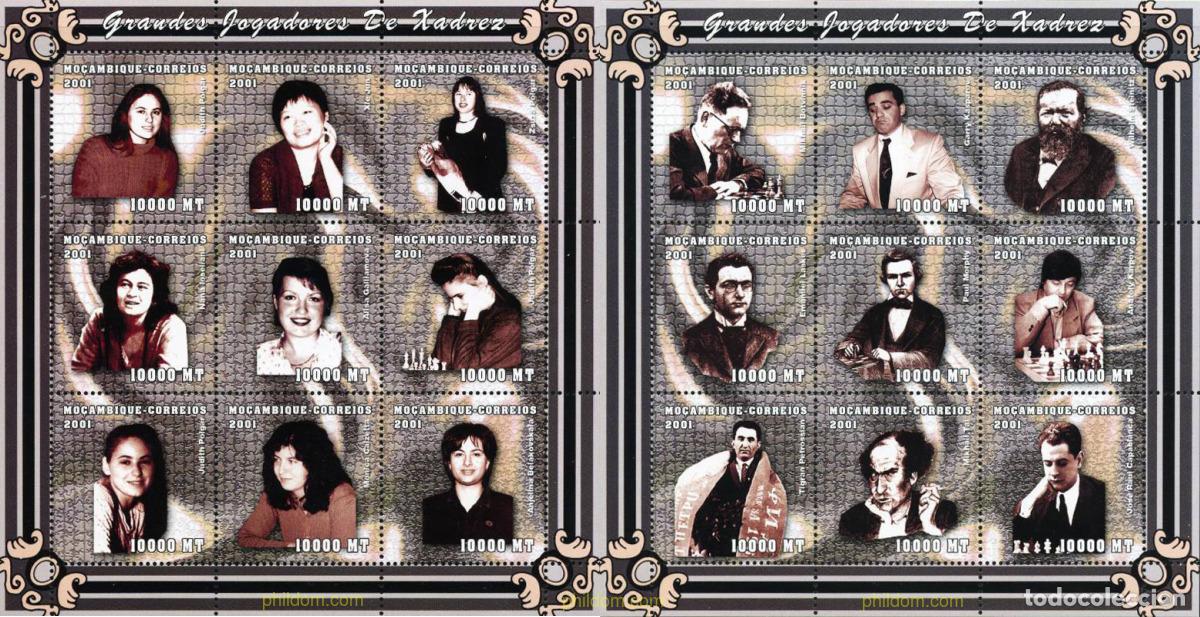 Sellos: 222994 MNH MOZAMBIQUE 2001 GRANDES MAESTROS DEL AJEDREZ