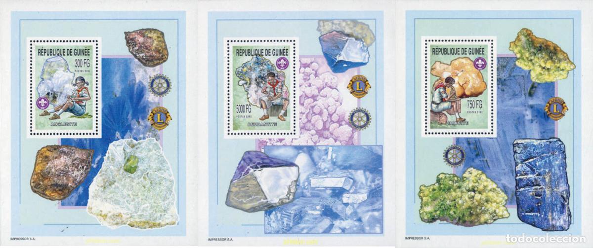 Sellos: 132841 MNH GUINEA 2002 ESCULTISMO Y MINERALES