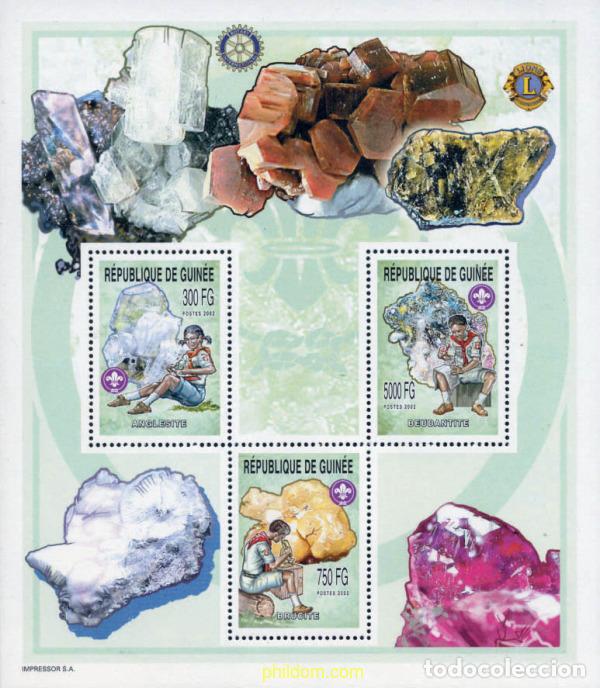 Sellos: 228745 MNH GUINEA 2002 ESCULTISMO Y MINERALES