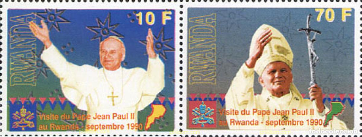 Sellos: 137238 MNH RUANDA 1990 VISITA DEL PAPA JUAN PABLO II A RUANDA