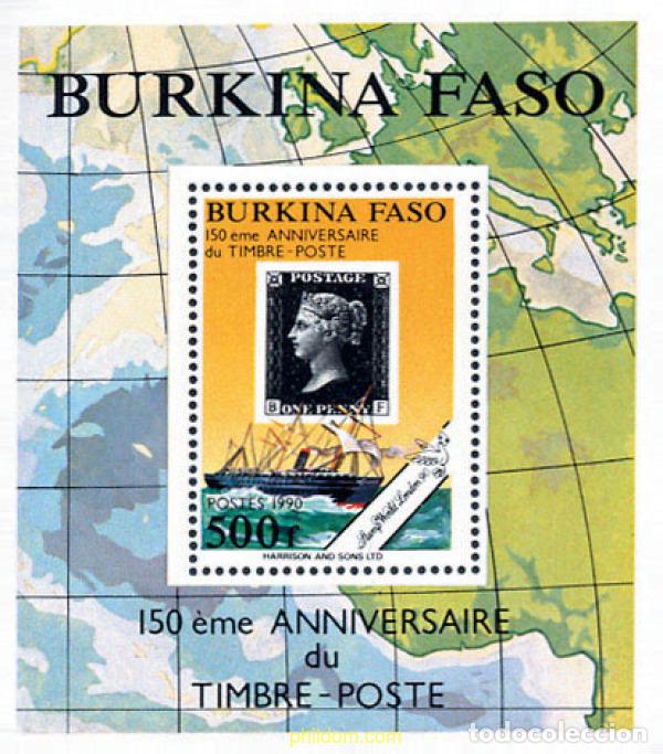 Sellos: 137647 MNH BURKINA FASO 1990 150 ANIVERSARIO DEL PRIMER SELLO. EXPOSICION FILATELICA LONDON 90