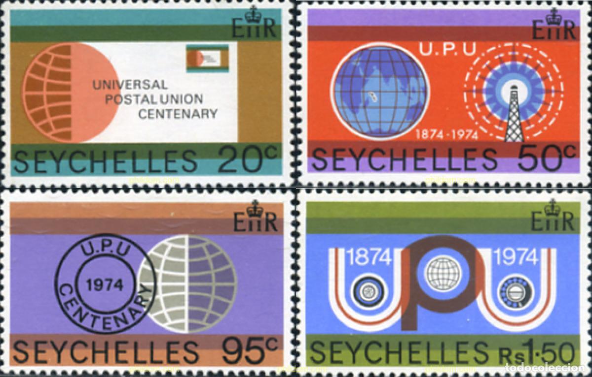 Sellos: 138955 MNH SEYCHELLES 1974 CENTENARIO DE LA UNION POSTAL UNIVERSAL