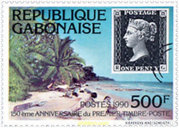 Sellos: 140860 MNH GABON 1990 150 ANIVERSARIO DEL PRIMER SELLO