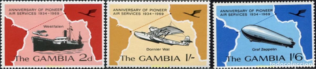 Sellos: 140866 MNH GAMBIA 1969 35 ANIVERSARIO DEL CORREO AEREO TRANSATLANTICO
