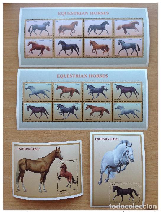 Sellos: Tanzania 1997 Equestrian Horses Pferde 2 hojas + de recuerdo MNH
