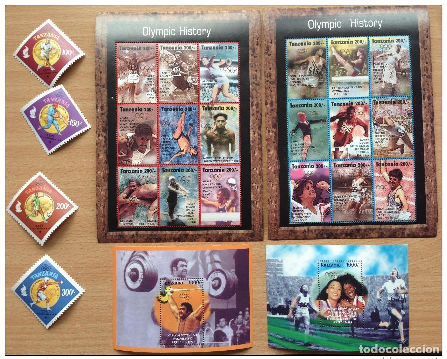 Sellos: Tanzania 1995: Historia de los Juegos Ol&iacute;mpicos Atlanta 4 sellos 2 hojas MNH**