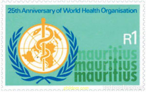 Sellos: 147896 MNH MAURICIO 1973 25 ANIVERSARIO DE LA OMS