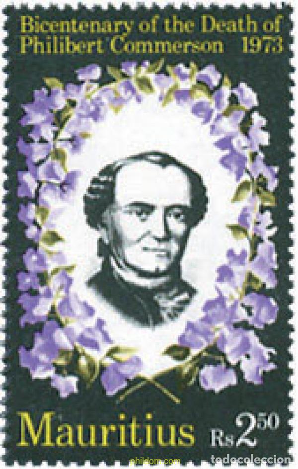 Sellos: 147899 MNH MAURICIO 1974 200 ANIVERSARIO DE LA MUERTE DE PHILIBERT COMMERSON