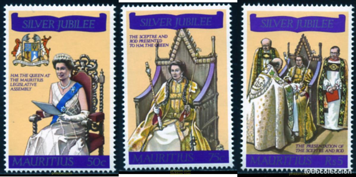 Sellos: 147906 MNH MAURICIO 1977 25 ANIVERSARIO DE LA ASCENSION AL TRONO DE ISABEL II