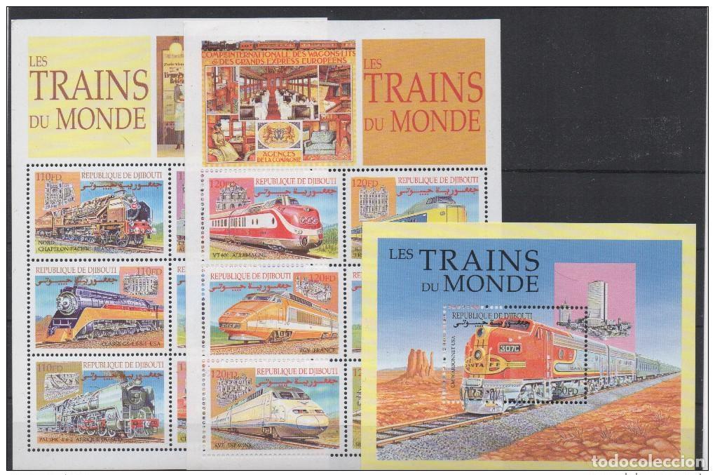 Sellos: Bloque de recuerdos Yibuti 2000 Trains du Monde Ferro-Railway Train Mi. Volumen 152