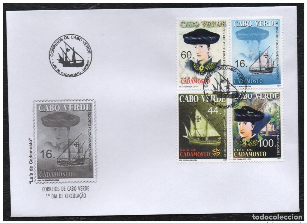 Sellos: Cabo Verde 2007 - Navegadores Luis de Cadamosto Boat Barco 4 val. FDC