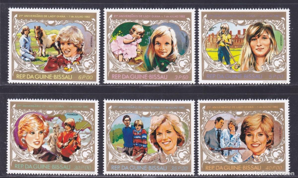 Sellos: GUINEA BISSAU 1982 SERIE 6 STAMPS MNH 21th ANIVERSARIO PRINCESA DIANA CHARLES REALEZA ROYALTY