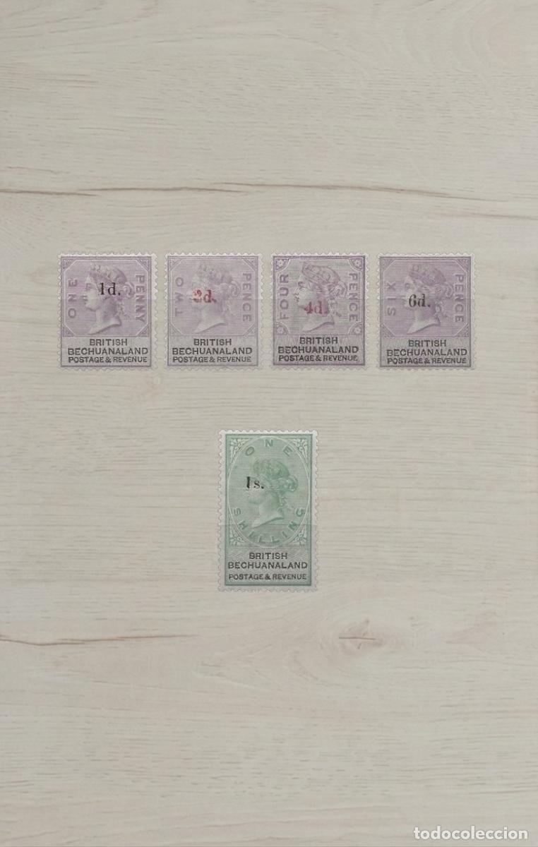 Sellos: British Bechuanaland 1897 Queen Victoria Surcharged Definitives Set 5v Mint - Includes 1s High Value
