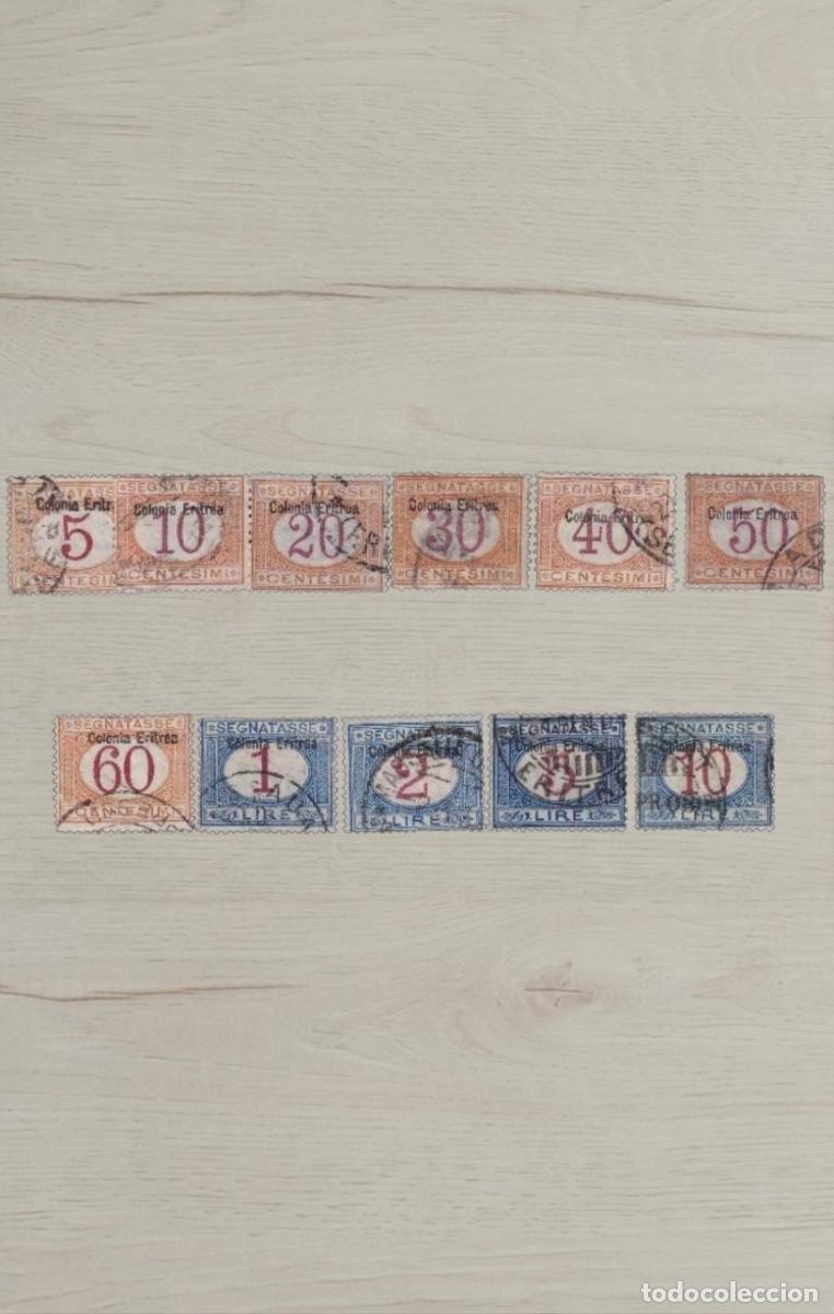 Sellos: Eritrea 1903 Italian Colonies Postage Due COMPLETE Set 11v Used - Includes Rare 5L & 10L High Values