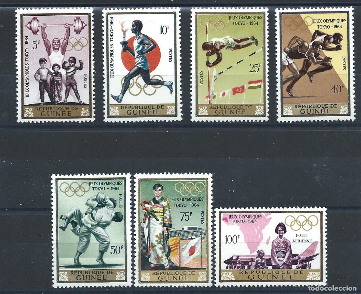 Sellos: Guin&eacute;e N&deg;217/22 + PA 50** (MNH) 1964 - J.O de Tokyo