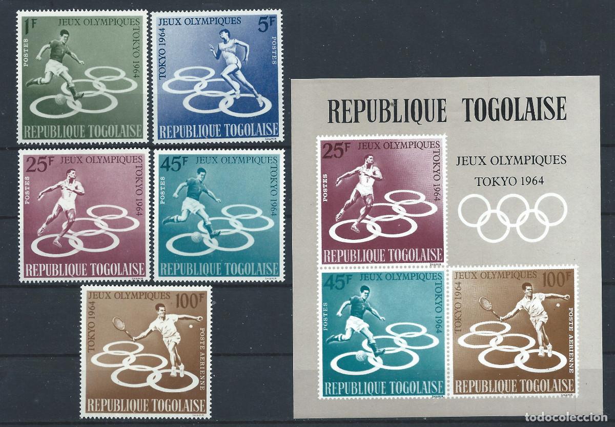 Sellos: Togo N&deg;425/28 + PA 45 + Bloc 12** (MNH) 1964 - J.O de Tokyo