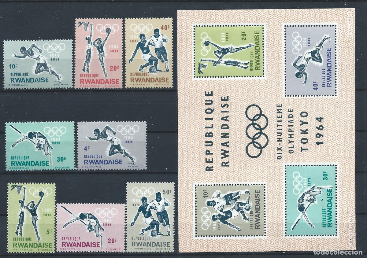 Sellos: Rwanda N&deg;76/83 + Bloc 2** (MNH) 1964 - J.O de Tokyo