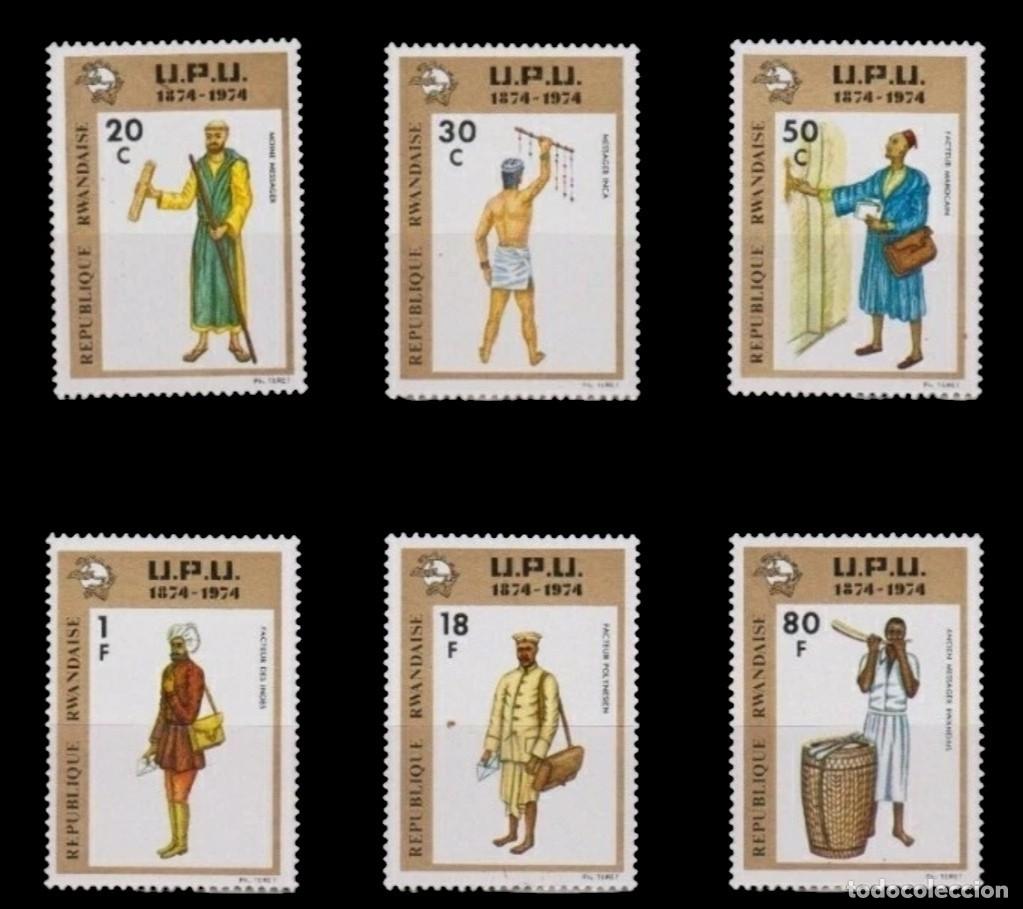 Sellos: RUANDA 1974 Centenario de la Uni&oacute;n Postal Universal. UPU. NUEVO - MNH **