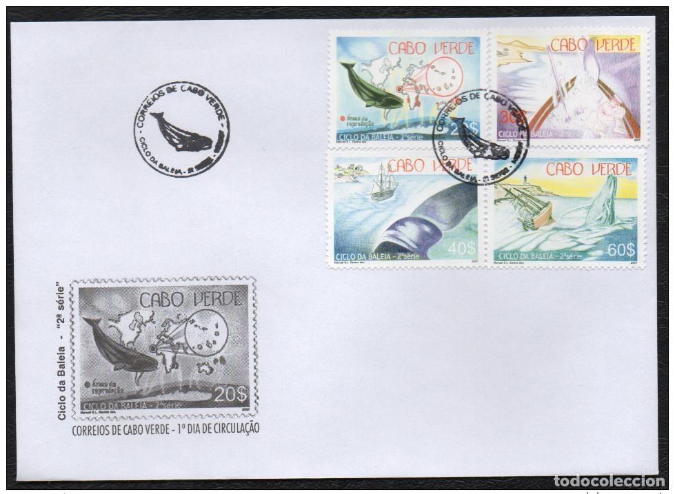 Sellos: Cabo Verde 2007 - Ciclo da Baleia II serie Cycle of the Whales boat 4 val. FDC