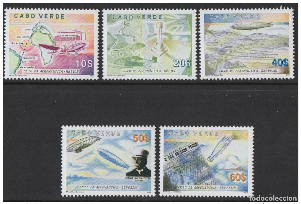 Sellos: Cabo Verde 2006 - Ciclo da Aeronautica Propeller Zeppelin Avion Air 4 val. 5 MNH