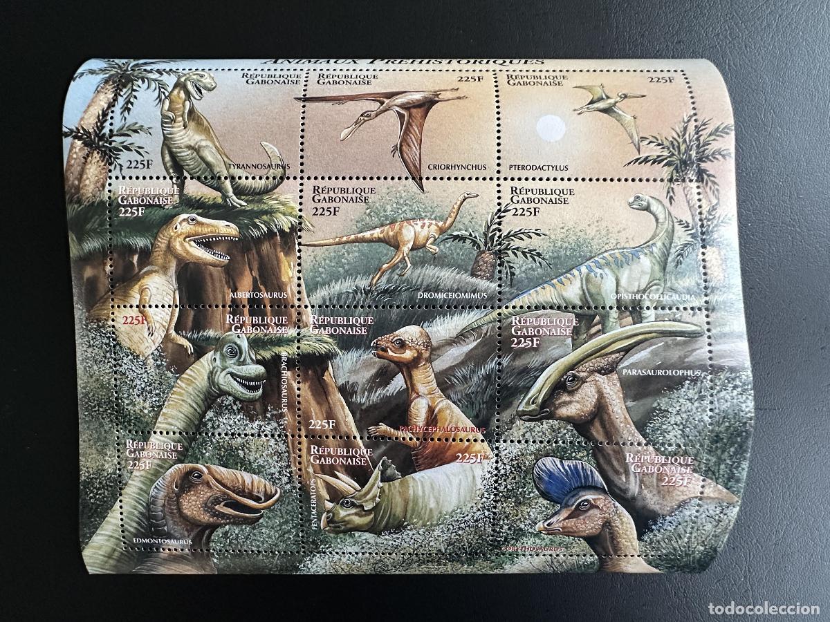 Sellos: Gab&oacute;n 2000 Mi. Bl. 1624 -1635 Animales prehist&oacute;ricos dinosaurios