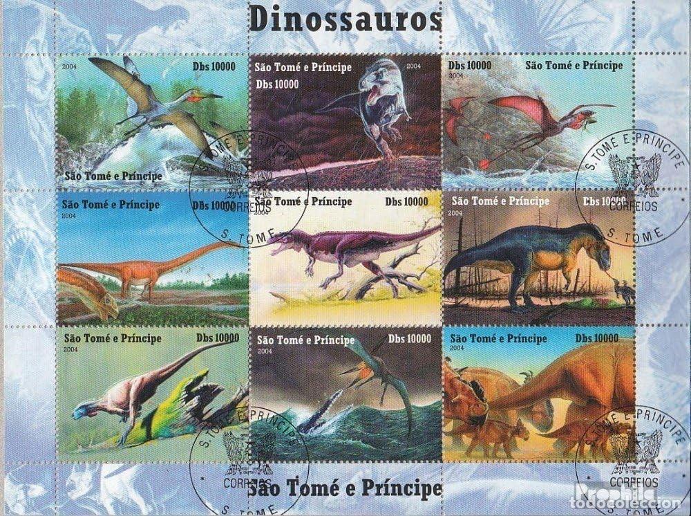 Sellos: TOME PRINCIPE 2004 SHEET USED MNH FAUNA DINOSAURS DINOSAURIOS DINOSAURES DINOSAURIERN DINOSAURI