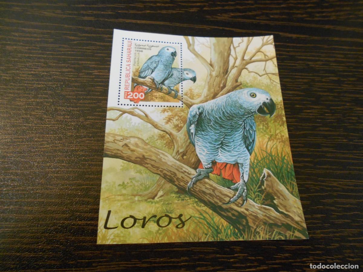 Sellos: SAHARA OCCIDENTAL-RASD-HOJA BLOQUE 1998-LOROS