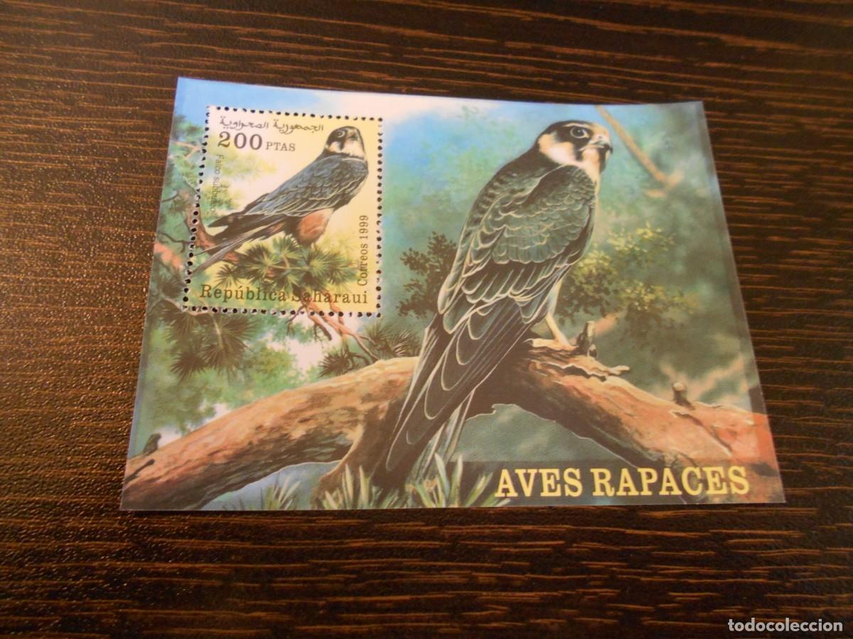 Sellos: SAHARA OCCIDENTAL-RASD-HOJA BLOQUE 1999-AVES RAPACES