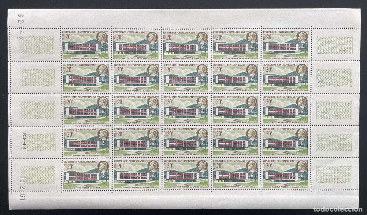 Sellos: Centroafricano 1961 YT 13 tabl&oacute;n Institut Louis Pasteur Bangui mesa medicinal