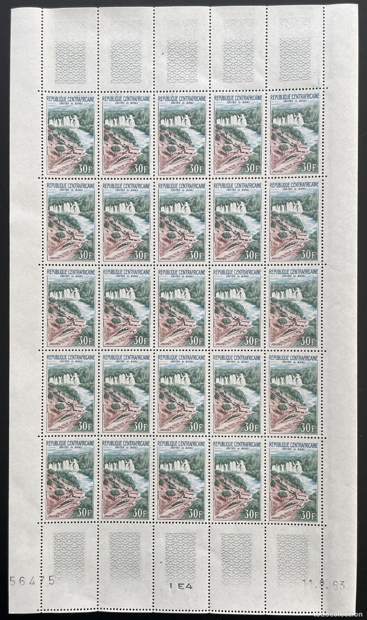 Sellos: Centroafricana 1963 YT 30 tabl&oacute;n cataratas de Boali naturaleza paisaje