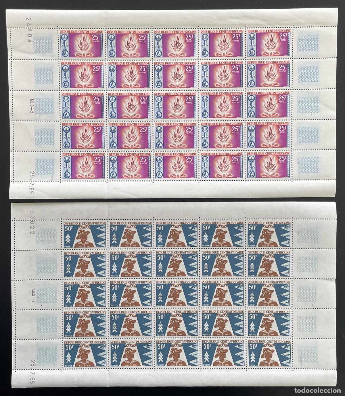 Sellos: Hoja de tabl&oacute;n centroafricana 1965 YT 58-59 exploradores scoutismo Pfadinder Jamboree