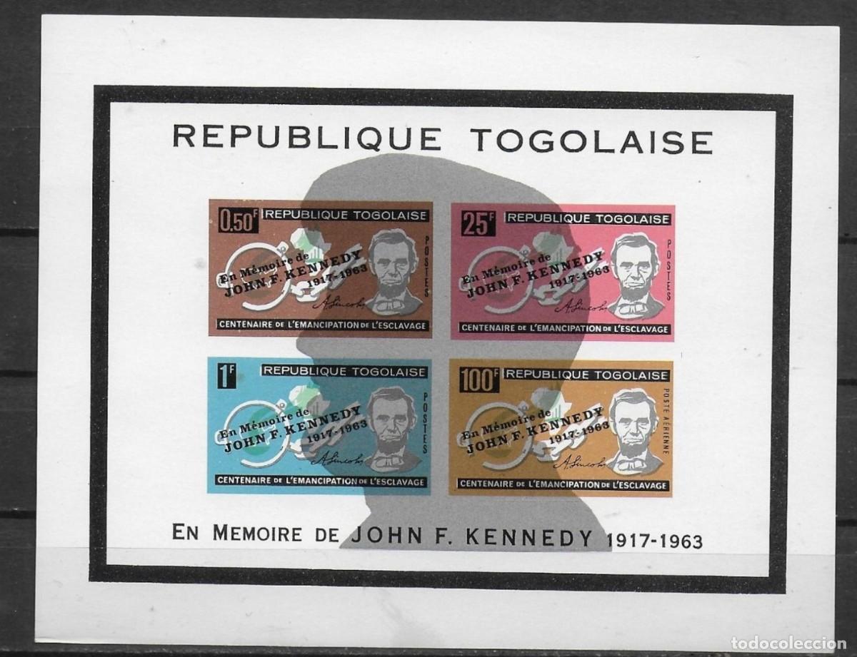 Sellos: TOGO 1964 SHEET MNH IMPERF 100th ABOLICION DE LA ESCLAVITUD ABRAHAM LINCOLN JFK KENNEDY PRESIDENTES