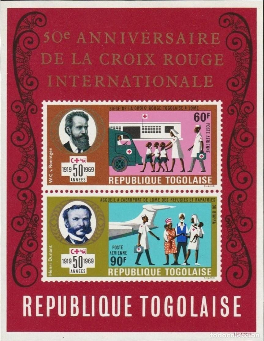 Sellos: TOGO 1969 SHEET MNH HENRI DUNANT WILHELM CONRAD ROENTGEN RED CROSS CRUZ ROJA ROTES KREUZ CROIX ROUGE