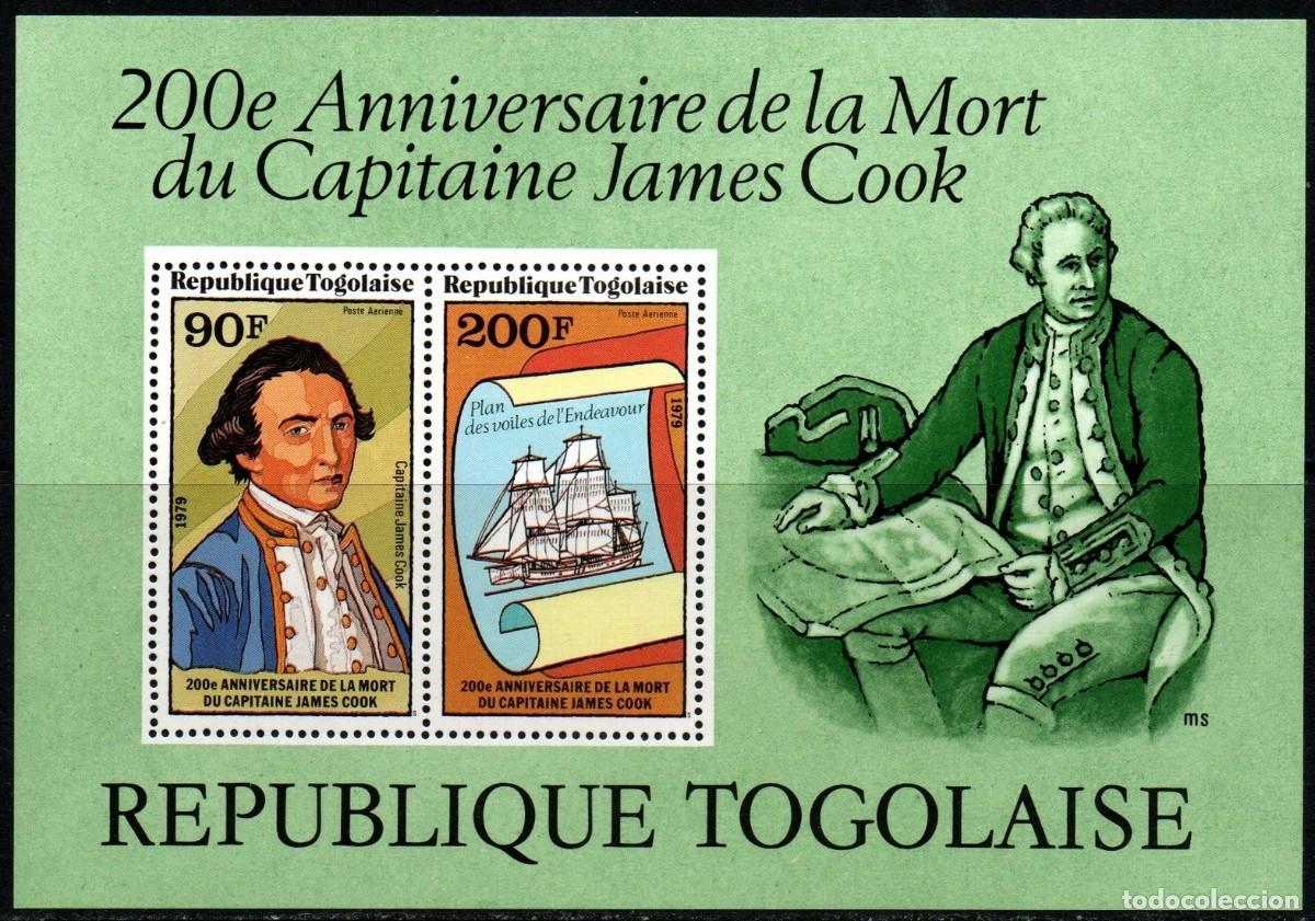 Sellos: TOGO 1979 SHEET MNH ANIVERSARIO DE LA MUERTE DEL CAPITAN JAMES COOK EXPLORADORES BARCOS SHIPS BOATS
